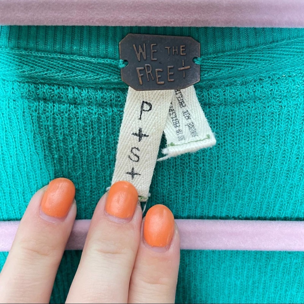 Free People Teal Long Sleeve Top - Picture 5 of 7